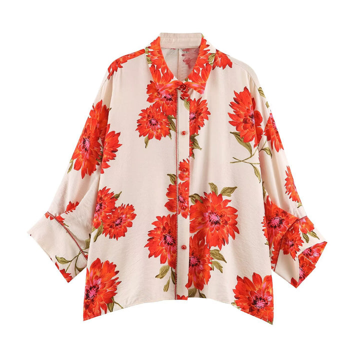 Damen Oversize Viskosebluse mit Blumenprint und Kimonoärmeln Echo Archiv