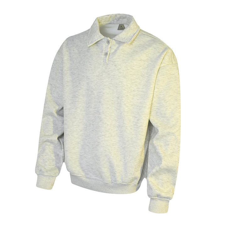 Herren Polo‑Sweatshirt im Oversize‑Relaxed‑Fit mit Rippbündchen und Knopfleiste Echo Archiv