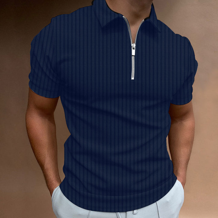 Herren Kurzarm Reißverschluss Kragen Polo Shirt Echoarchiv