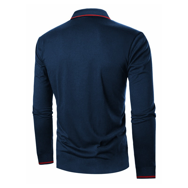 Herren Langarm-Polohemd mit modischem Schnitt und kontrastierenden Details Echoarchiv