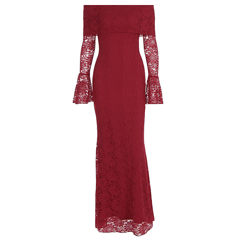 Damen Elegantes Spitzenkleid mit Off-Shoulder Design und Schößchen Echo Archiv