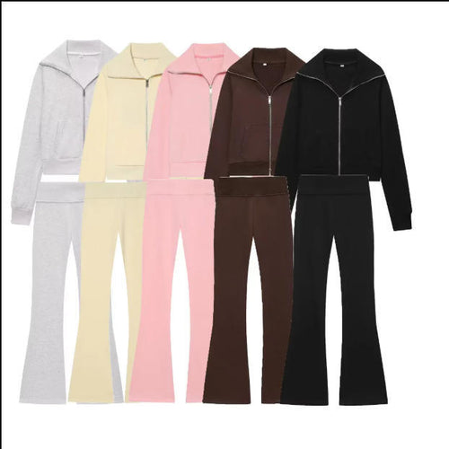 Damen 600+ hochtaillierte ausgestellte Jersey‑Hose mit Stretchbund Echo Archiv