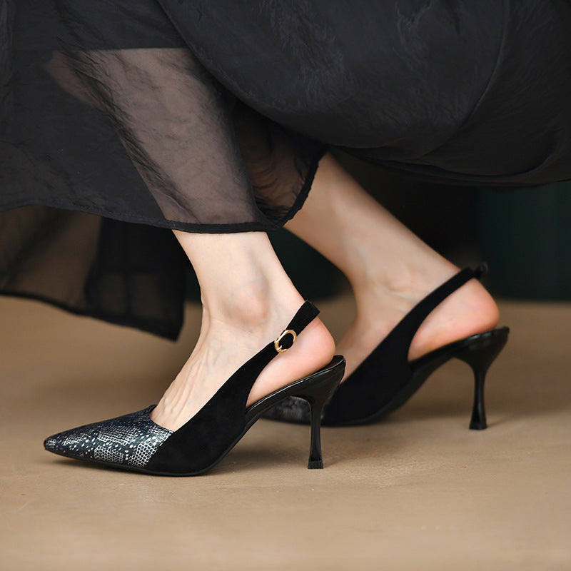 Damen nan spitze Pumps mit Fersenriemen, Reptilprägung und schmalem Stilettoabsatz Echo Archiv