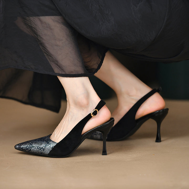 Damen nan spitze Pumps mit Fersenriemen, Reptilprägung und schmalem Stilettoabsatz Echo Archiv