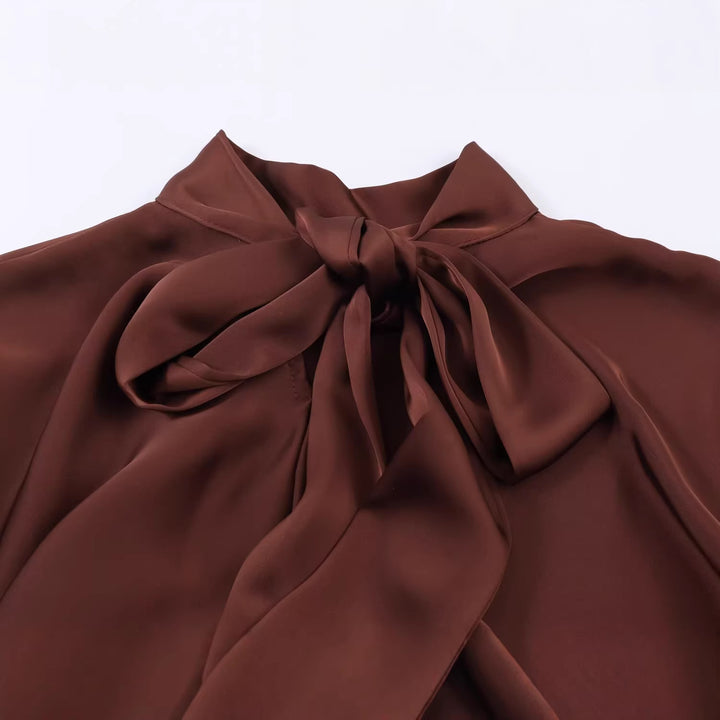 Damen Kurzes A-Linien-Kleid mit Rosen-Jacquard, Volantärmeln und Ziergürtel Echoarchiv
