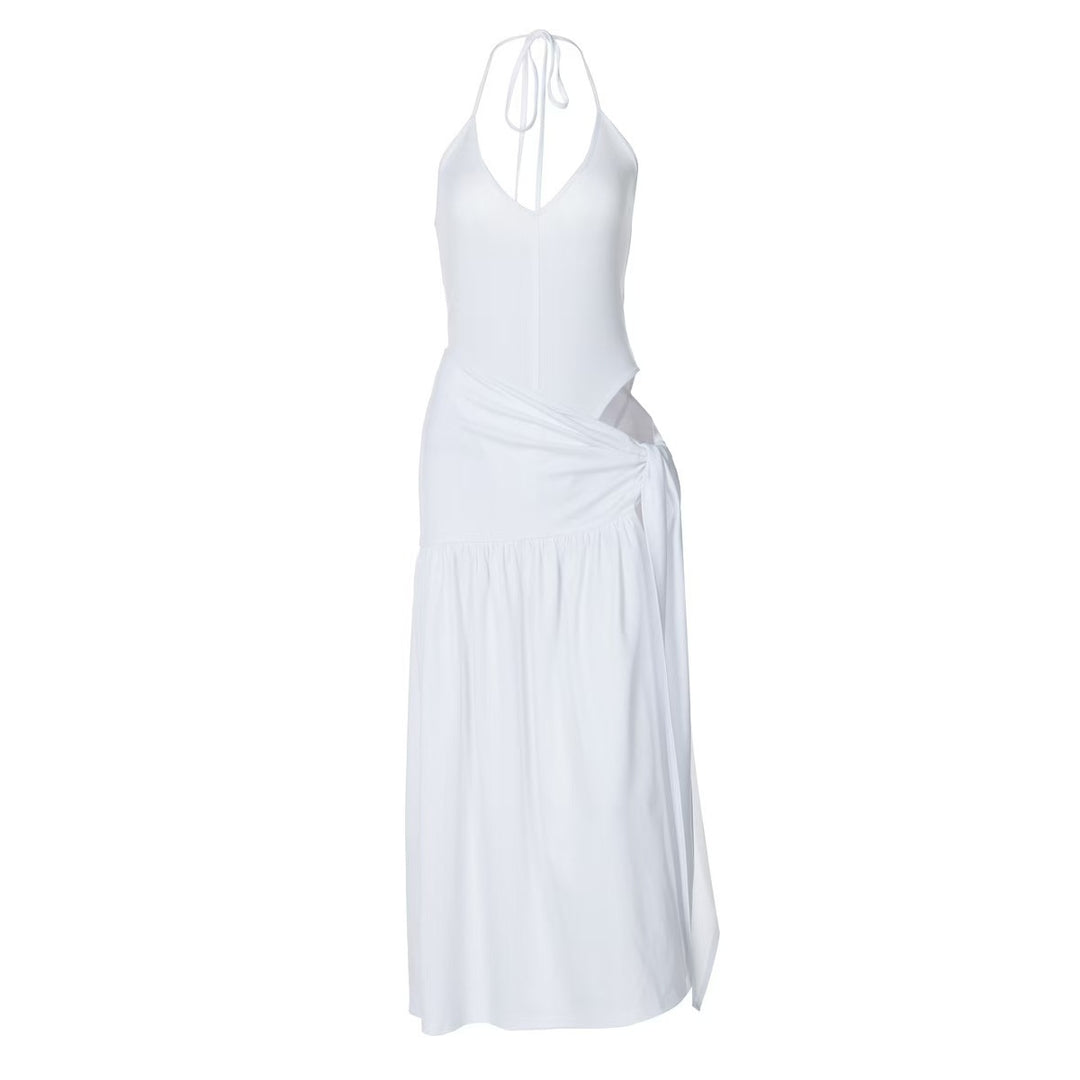 Damen Maxikleid mit knackigem V-Ausschnitt und verspielten Drapierungen Echo Archiv