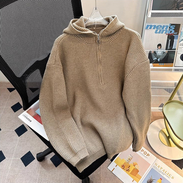 Herren Grobstrick Pullover mit Kapuze und Reißverschluss Echoarchiv