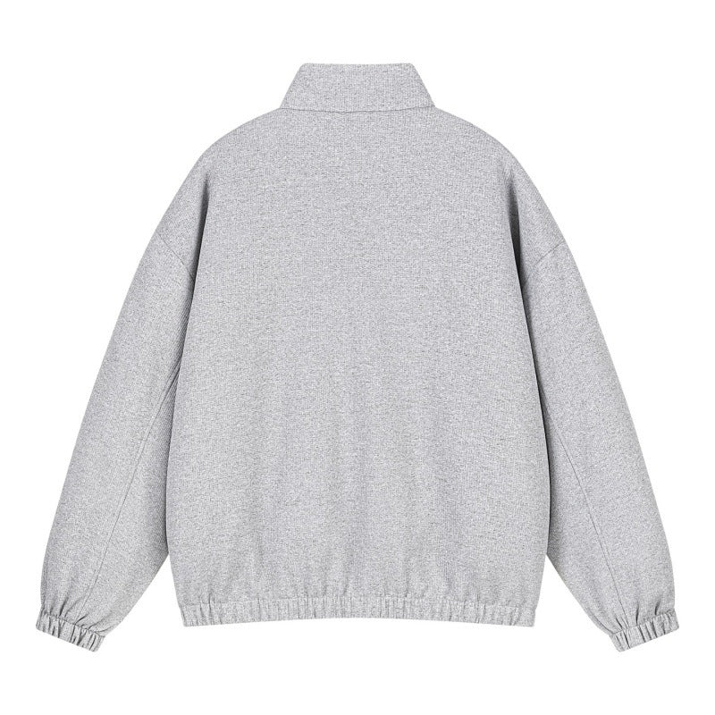Unisex Oversize-Struktur-Trackjacke mit Stehkragen, Reißverschluss & Flatlock‑Details Echoarchiv