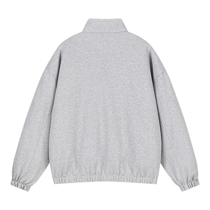 Unisex Oversize-Struktur-Trackjacke mit Stehkragen, Reißverschluss & Flatlock‑Details Echoarchiv