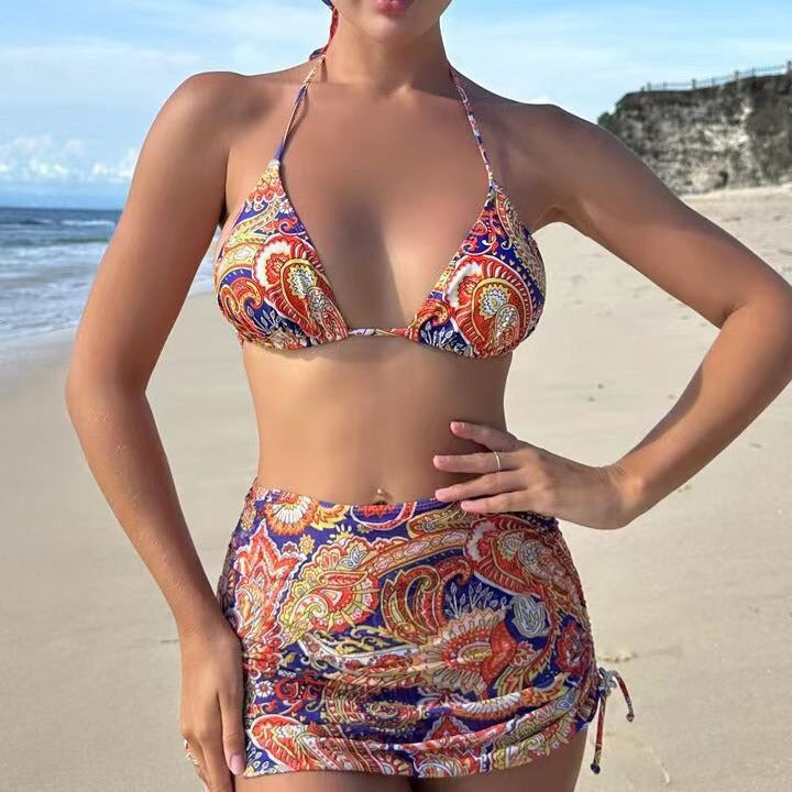 Damen Bikini-Set mit trendigem Paisleymuster und anpassbarem Rock Echo Archiv