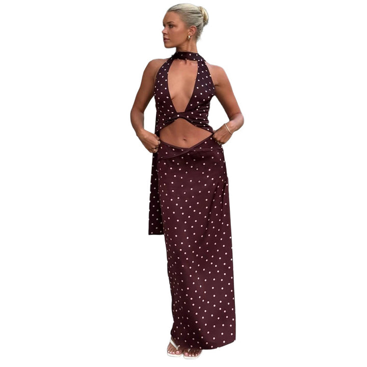 Damen Hochwertiges Maxi-Kleid mit elegantem Neckholder und Kreuzdetails Echo Archiv