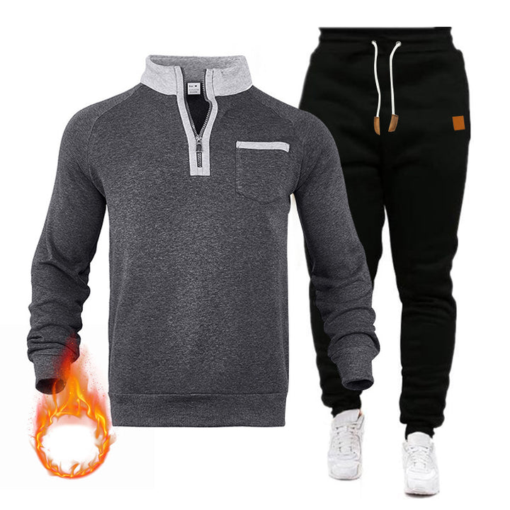 Herren Sweatshirt und Jogginghose Set mit modernem Stehkragen und praktischer Brusttasche Echoarchiv