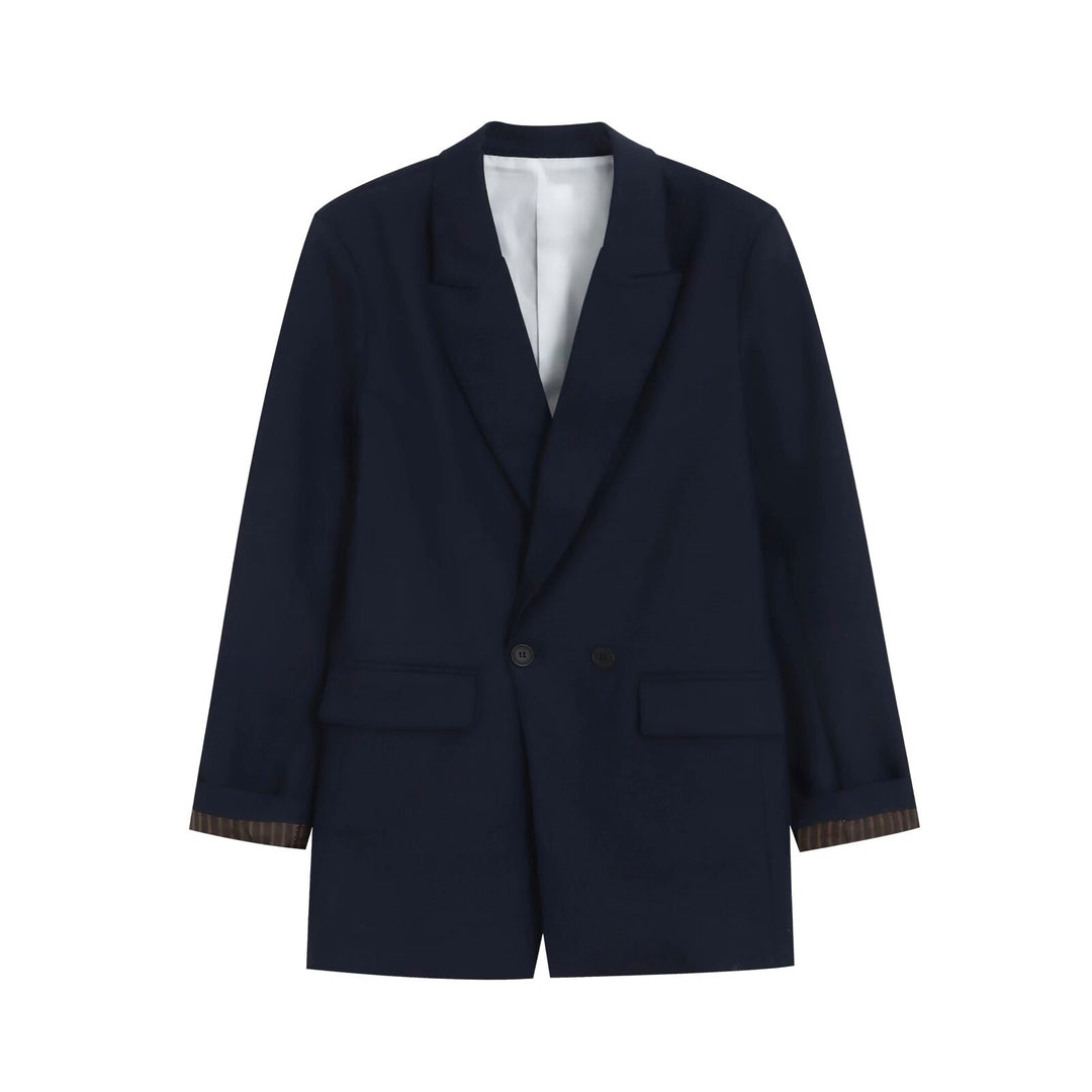 Damen Doppelreihiger Longblazer mit aufgesetzten Taschen und Umschlagärmeln Echo Archiv