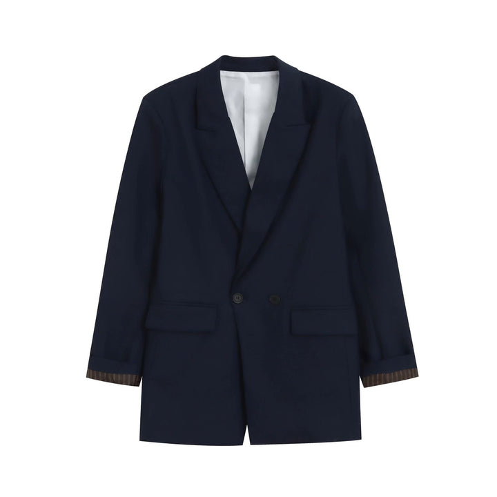 Damen Doppelreihiger Longblazer mit aufgesetzten Taschen und Umschlagärmeln Echo Archiv