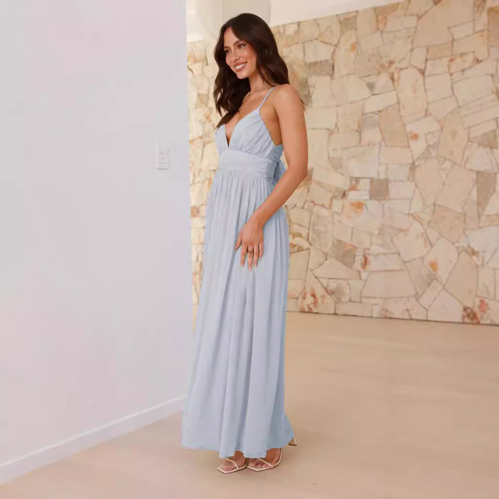 Damen Maxikleid mit schmalen Spaghetti-Trägern und elegantem Wickel-Design Echoarchiv