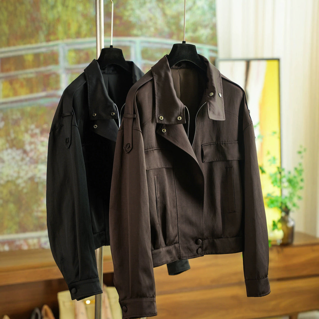 Damen elegante Utility-Jacke mit hohem Kragen Echoarchiv