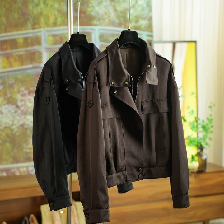 Damen elegante Utility-Jacke mit hohem Kragen Echoarchiv