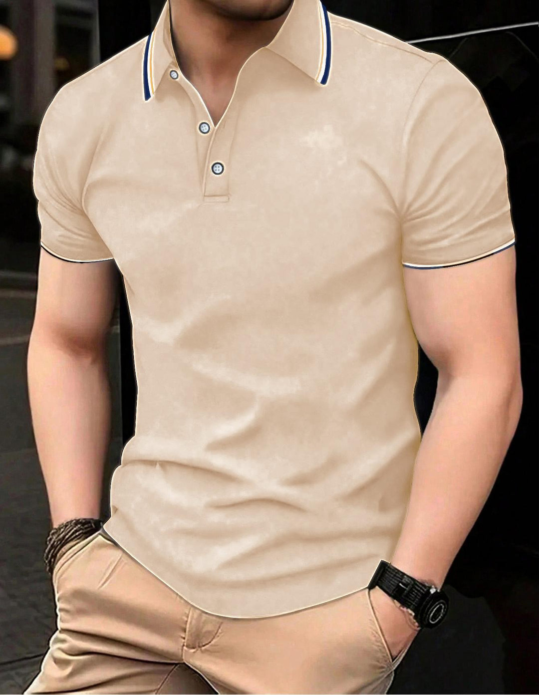 Herren Poloshirt mit modernem Kragen und sportlichem Schnitt Echoarchiv