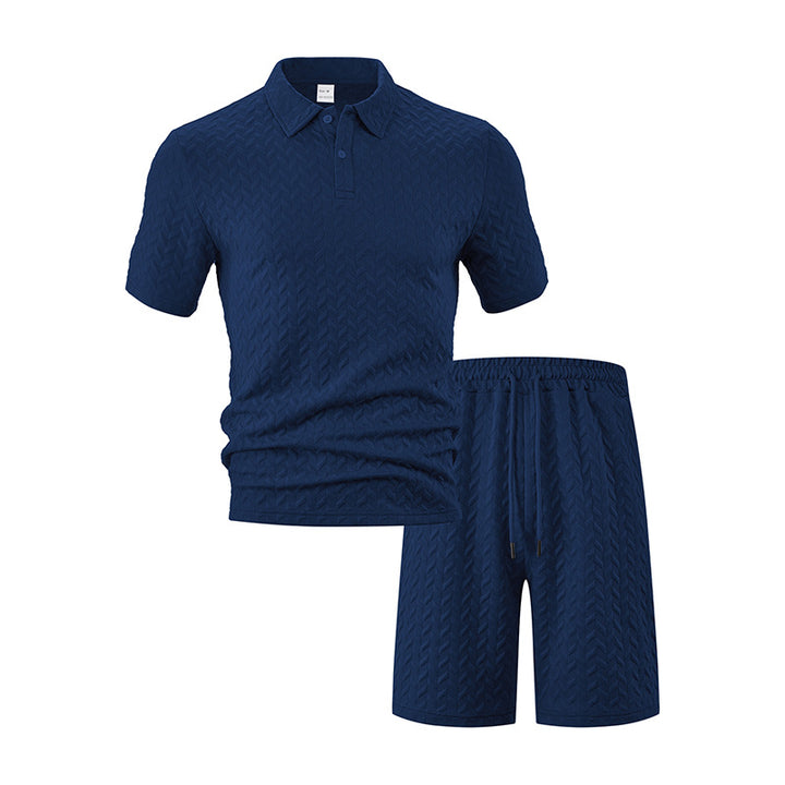 Herren Polo-Shorts-Set aus atmungsaktivem Strukturmaterial mit modischem Design Echoarchiv