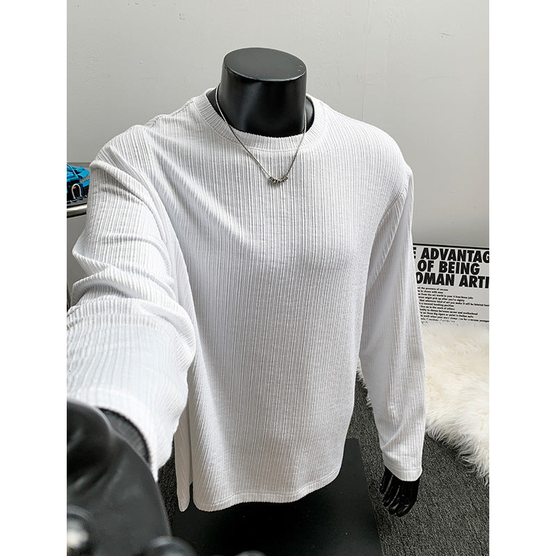 Herren Geripptes Langarmshirt aus Feinstrick mit Rundhalsausschnitt Echo Archiv