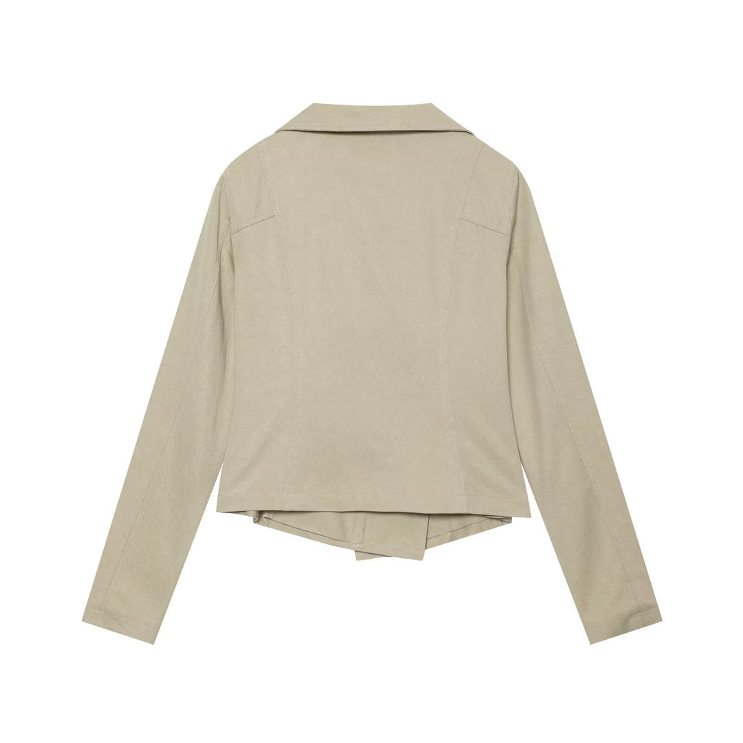 Damen Asymmetrische Bikerjacke mit Wasserfallkragen und diagonalem Reißverschluss Echo Archiv