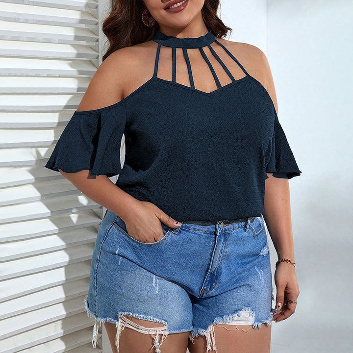 Damen Off-Shoulder Top mit Stehkragen und verspielten Rüschendetails Echo Archiv