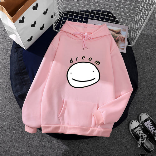 Unisex Oversize-Kapuzenpullover mit minimalistischem Smiley-Print, weichem Fleece-Innenfutter und praktischer Kängurutasche – Auréline