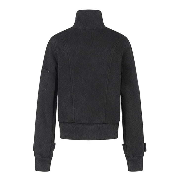 Damen Taillierte Zipjacke mit hohem Stehkragen, Zierpatten & verstellbaren Riegeln Echoarchiv