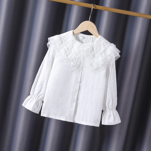 Mädchen Bluse mit voluminösem Rüschenkragen und feinen Stickereien Echo Archiv