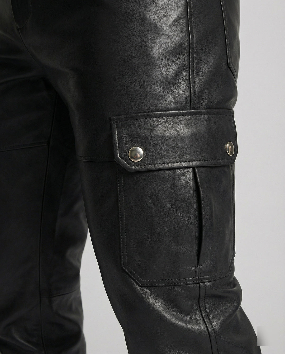 Herren Kunstleder Cargo-Hose mit Seitentaschen