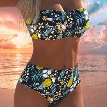 Damen hoch geschnittenes Bikini-Set mit gepolstertem Oberteil und verstellbaren Trägern Echo Archiv