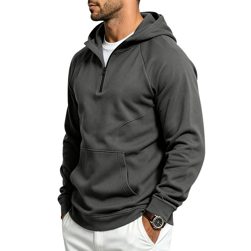 Herren Kapuzenpullover mit halbem Reißverschluss und sportlichem, schlankem Schnitt Echoarchiv