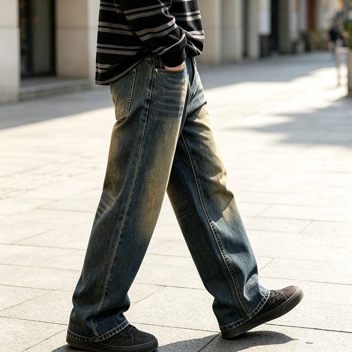 Herren Bequeme Schnitt Jeans im Used-Look Echoarchiv