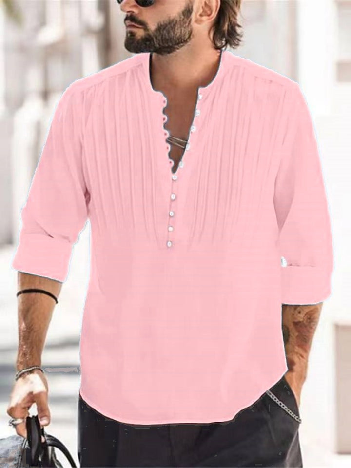Herren Elegantes Button-Down Plisseehemd Echoarchiv