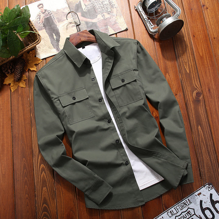 Herren Baumwollmix‑Hemdjacke im Utility‑Look mit Brustpattentaschen – Taviero