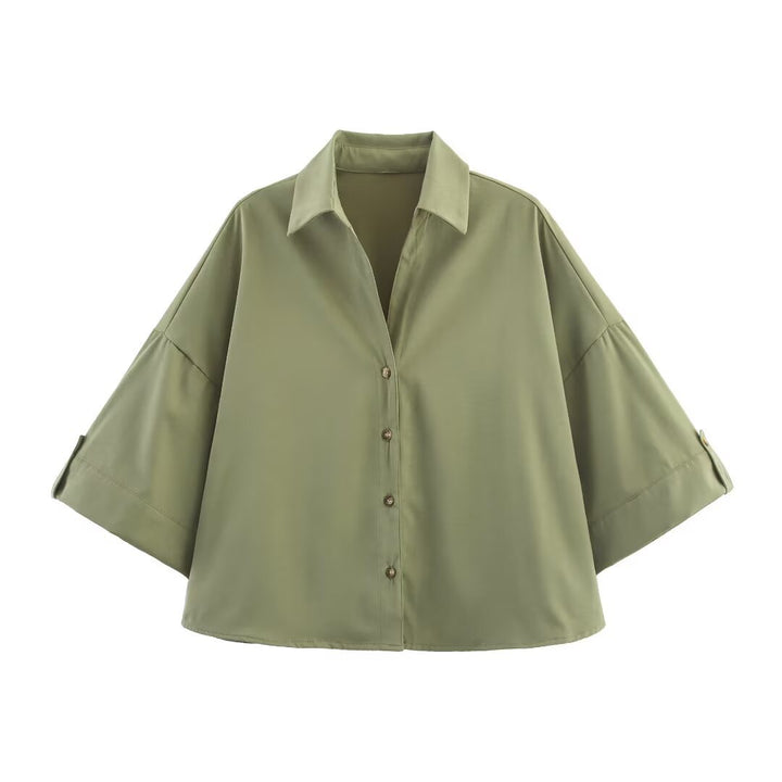 Damen Oversize-Hemdbluse mit dreiviertel-Ärmeln und Manschetten Echo Archiv