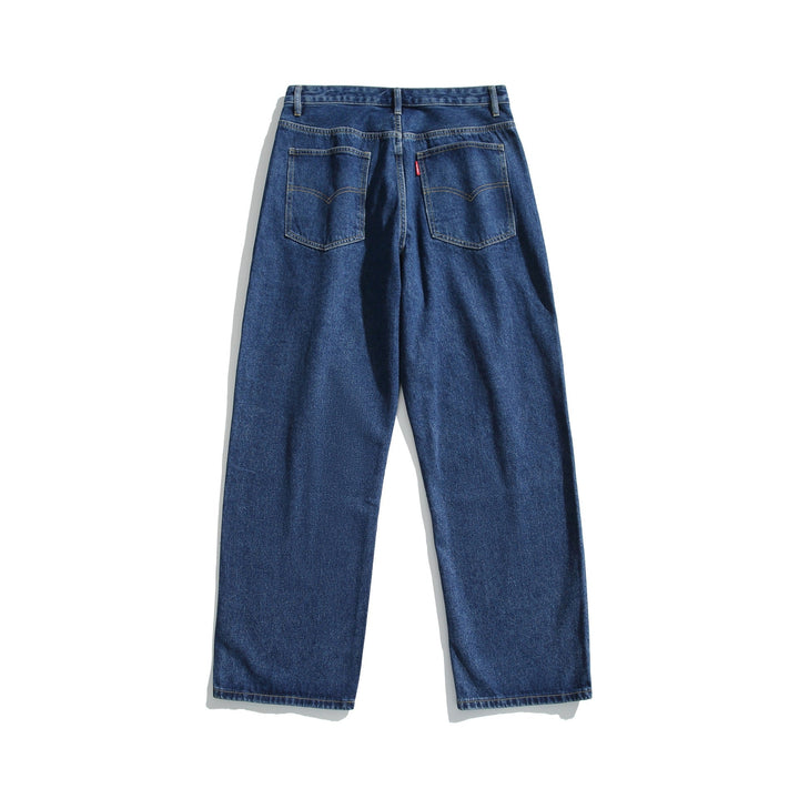 Damen Hochtaillierte gerade geschnittene Denim-Jeans mit weitem Bein Echoarchiv