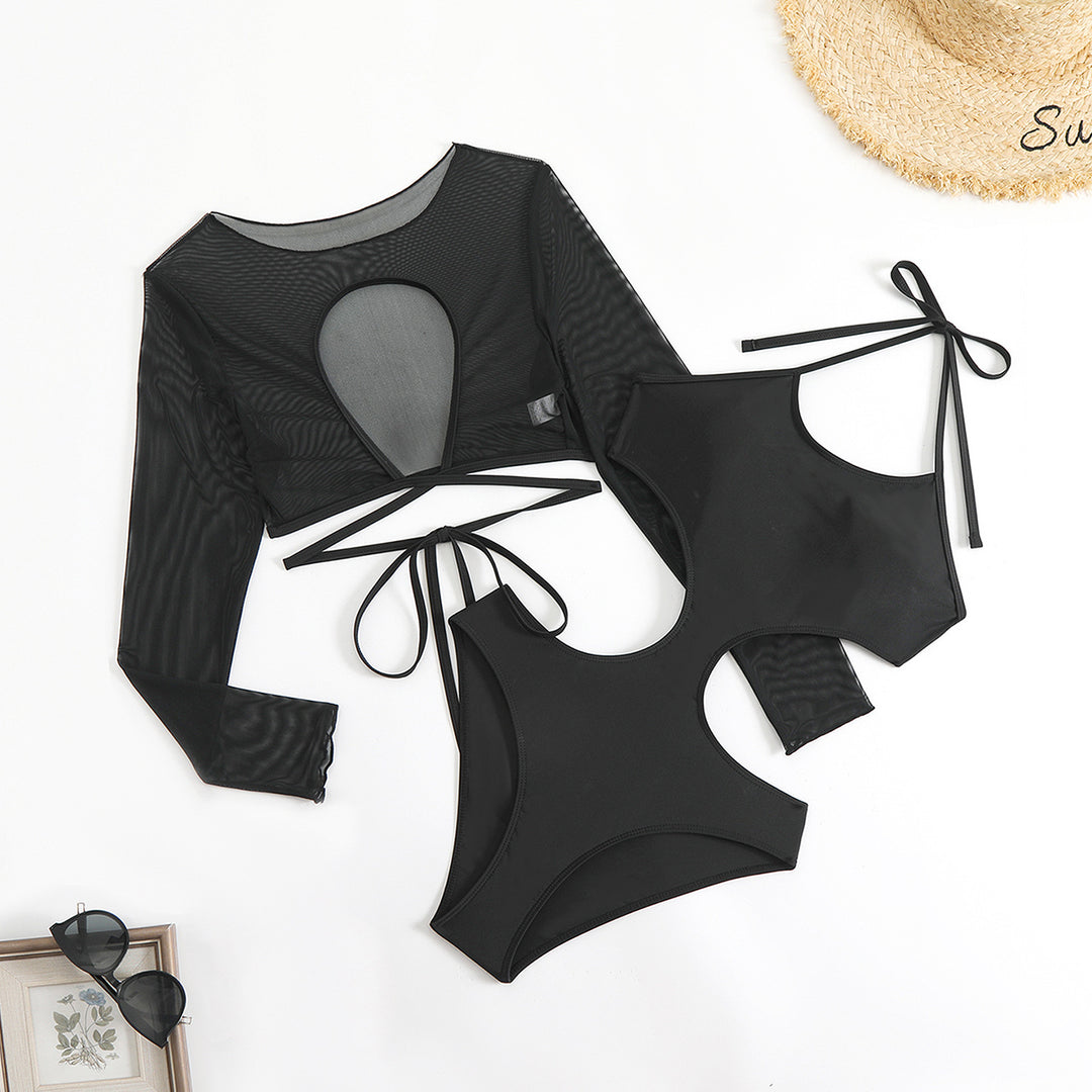 Damen Sportliches Tankini-Set mit transparentem Oberteil und modischem Schnitt Echo Archiv