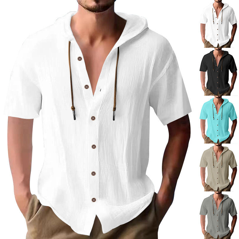 Herren lässiges Kapuzenshirt mit Knopfleiste und atmungsaktiver Stoffqualität Echoarchiv