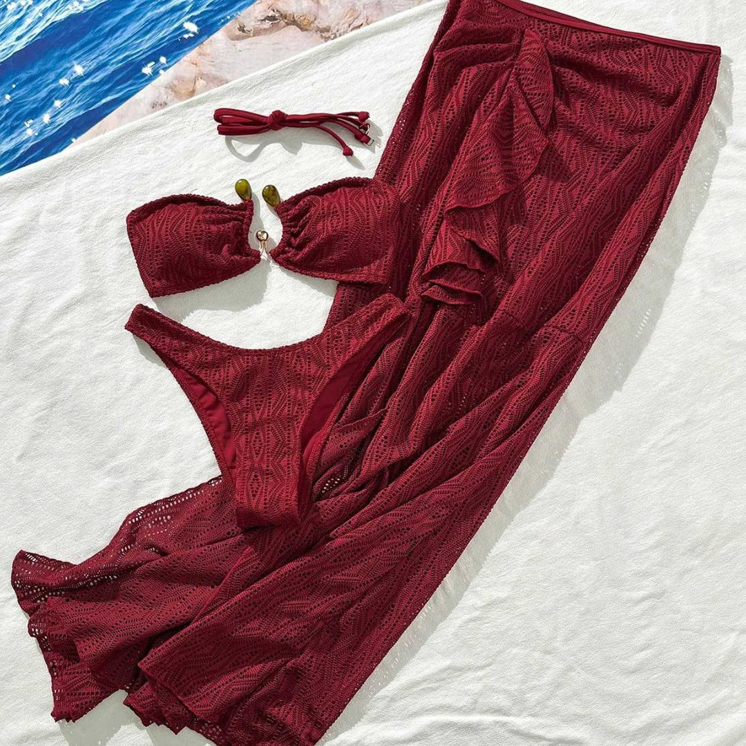 Damen Bandeau-Bikini mit Rüschenrock und elegantem Verschluss Echo Archiv