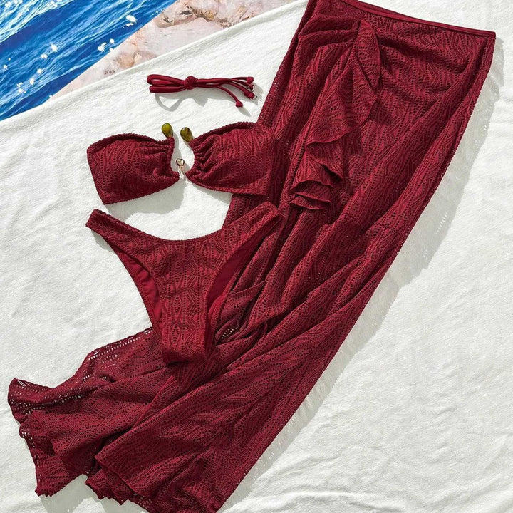 Damen Bandeau-Bikini mit Rüschenrock und elegantem Verschluss Echo Archiv