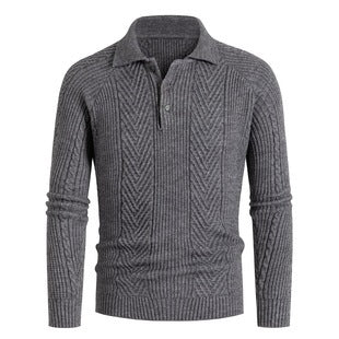Herren Strickpullover mit klassischem Rautenmuster und Knopfleiste Echoarchiv
