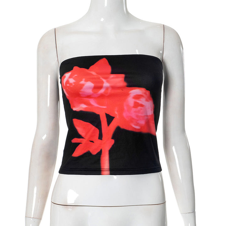 Damen figurbetontes Bandeau-Blusenkleid mit floralem Design und elastischem Stoff Echo Archiv