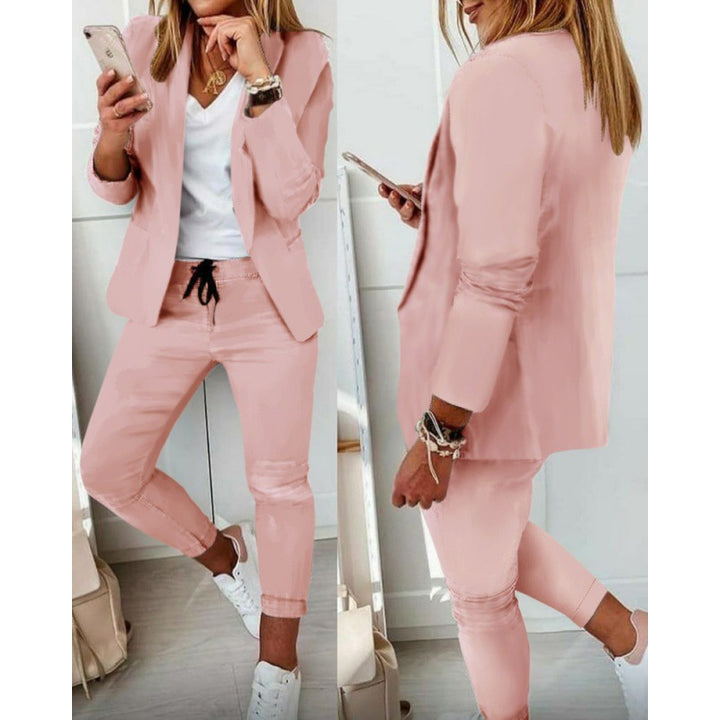 Damen Zweiteiliges Stretch-Jersey-Blazer-Set mit Kordelzug-Jogginghose Echo Archiv