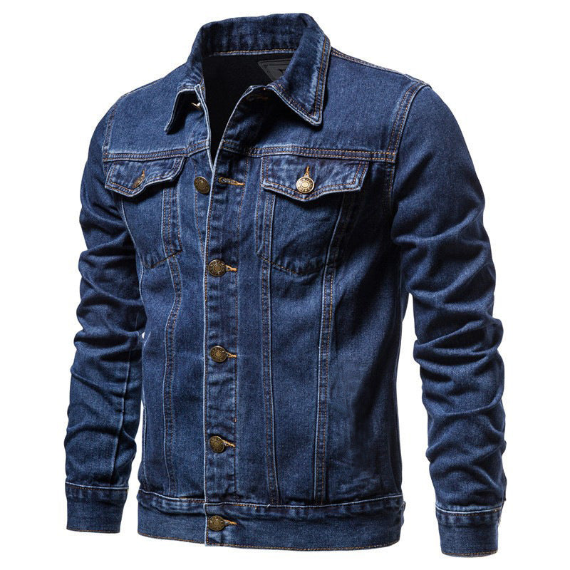 Herren nan taillierte Jeansjacke mit Brusttaschen, durchgehender Knopfleiste und Kontrastnähten Echo Archiv