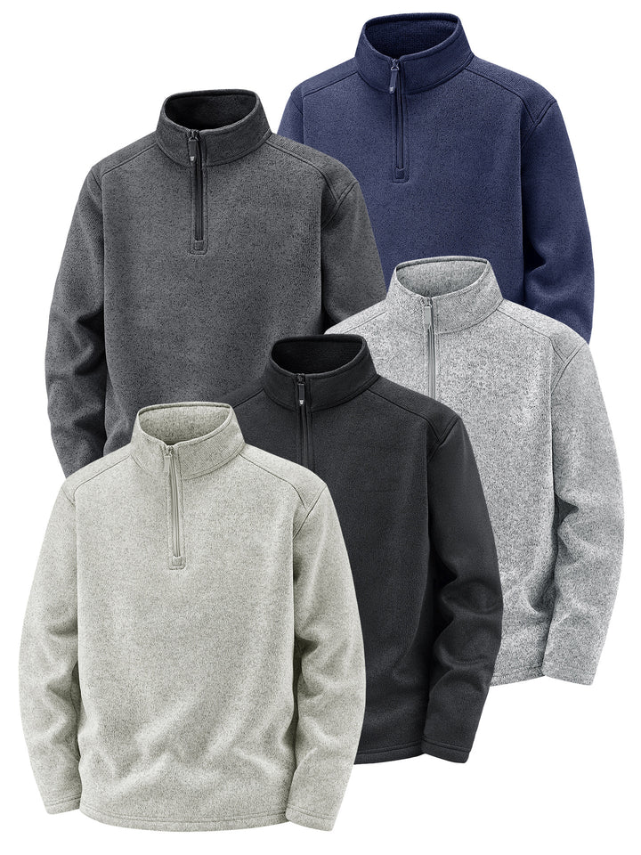 Herren Thermischer Strick-Fleecepullover mit halbem Reißverschluss und Stehkragen Echo Archiv