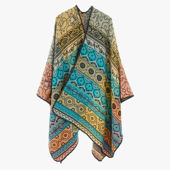 Damen Jacquard-Kimono-Überwurf im Ornament-Patchwork Stil – Avérine