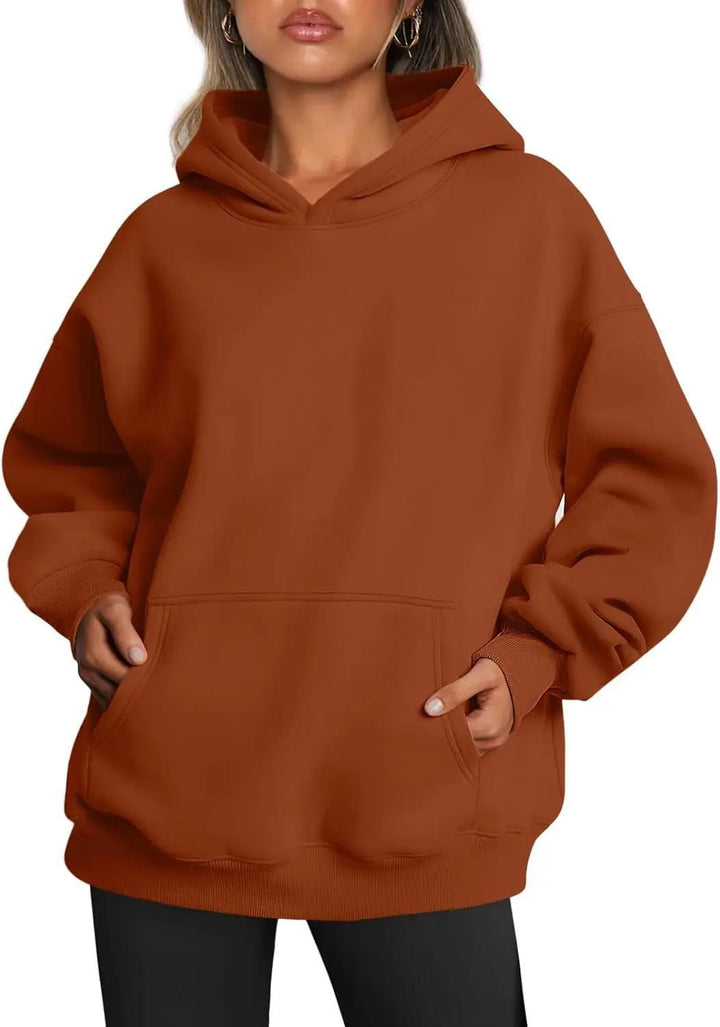 Damen oversized Kapuzenpullover mit verlängerter Silhouette und Kängurutasche – Auréline