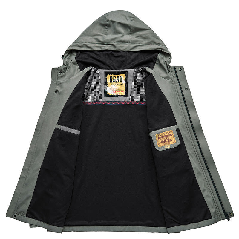Herren Softshell-Adventurejacke mit Kapuze, atmungsaktiv und wind- sowie wasserabweisend Echo Archiv