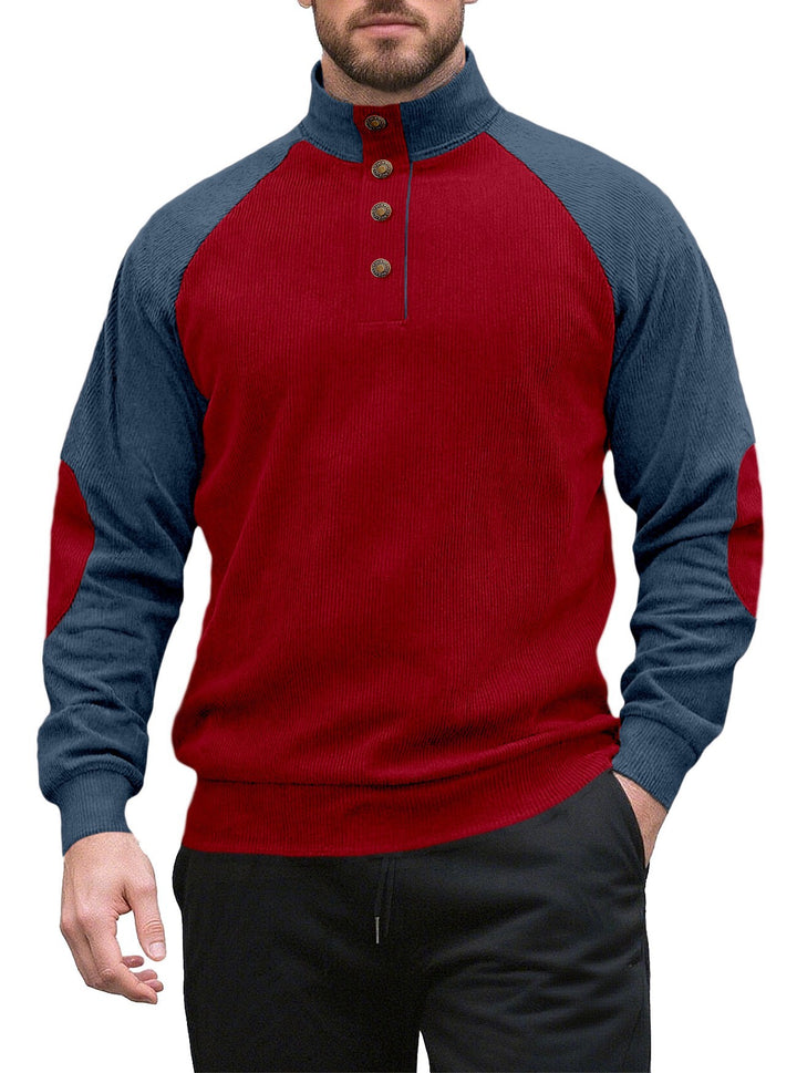 Herren Strickpullover mit modernem Stehkragen und Knopfleiste Echoarchiv